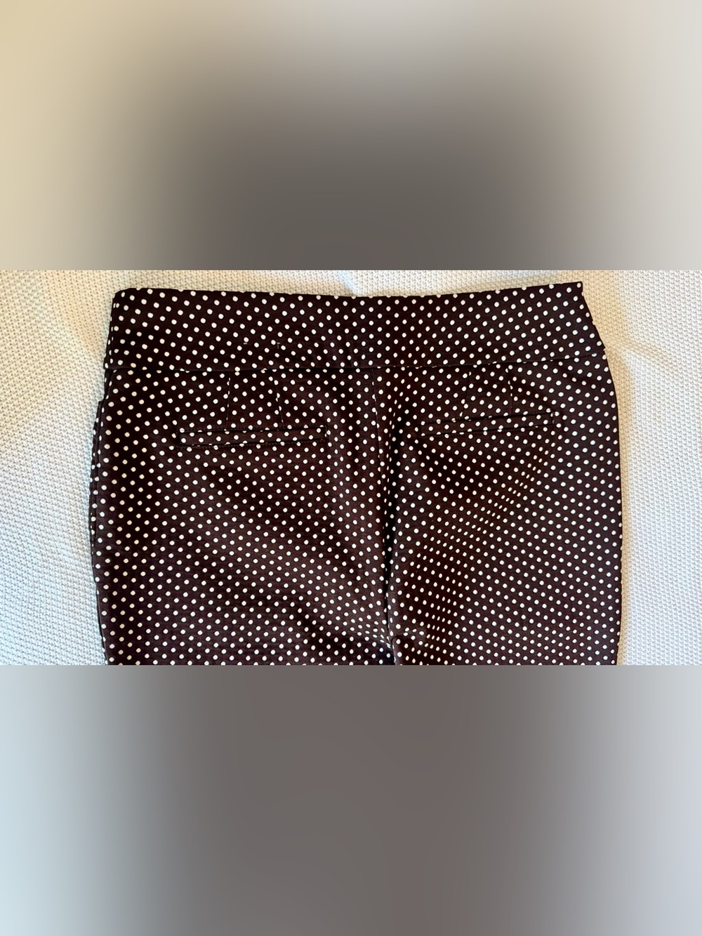 CHICOS Fabulously Slimming Stretch Chocolate Brown White Polka Dot Cropped Pants - Picture 6 of 16